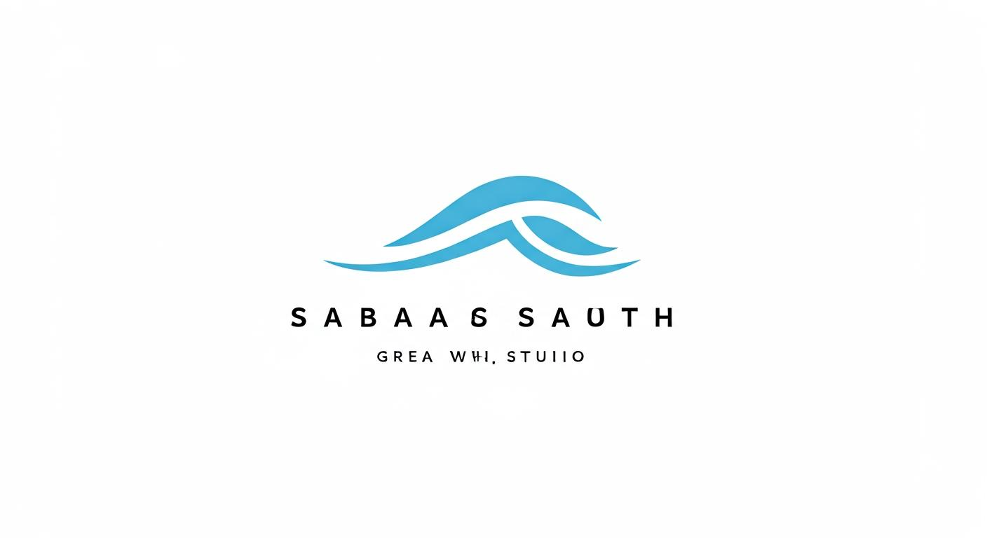 Simple circular logo with wave line and the words Sabah Growth Studio, minimal design intended for easy recognition without complex shapes.